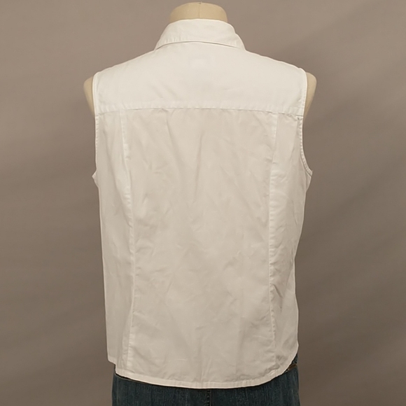 Talbot's White Cotton Sleeveless Blouse Classic Lg - Picture 3 of 7